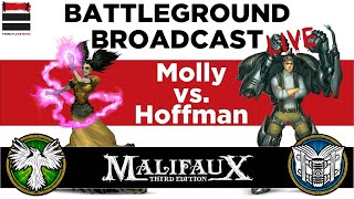 Malifaux Battle Report Molly vs Arcanist Hoffman  Battleground Broadcast LIVE [upl. by Harwilll]