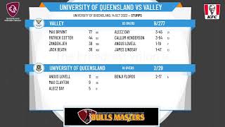 Qld Premier Cricket  Bulls Masters Two Day  Rd7  University of Qld v Valley  Day 1 [upl. by Nibas]