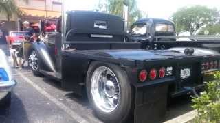 Vintage Diamond T Rat Rod Lowered Flatbed Truck [upl. by Adyl]