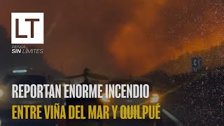 Reportan un enorme incendio forestal entre Viña del Mar y Quilpué [upl. by Willard312]