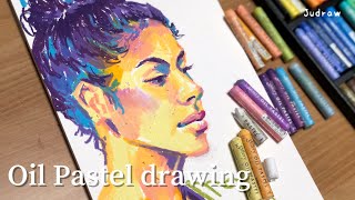 오일파스텔 30분 인물 드로잉  oilpastel drawing  How to draw a face [upl. by Mcdowell]