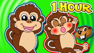 Five Little Monkeys Jumping On The Bed  Plus More  1 Hour Kids Compilation Cartoon Nursery Rhymes [upl. by Aidualk618]