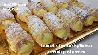 Cannoli di pasta sfoglia con crema pasticcera [upl. by Airuam]