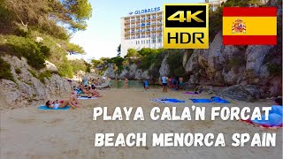 MENORCA Playa Cala´n Forcat Beach in August Walk beach in 4k  Best Beaches Hotel Almirante Farragut [upl. by Sherburn641]