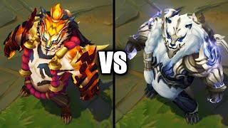 Inkshadow Volibear vs Duality Dragon Volibear Skins Comparison League of Legends [upl. by Able]