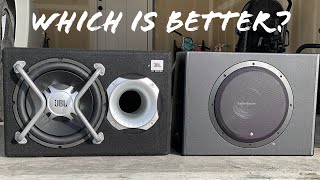 JBL GT Bass Pro 12 vs Rockford Fosgate P300 12  Battle of Powered Subwoofers  Decibel Results [upl. by Zirkle971]