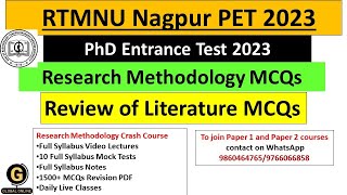 RTMNU PET 2023 Research Methodology MCQsReview of Literature MCQsRTMNU PET 2023 MCQs [upl. by Linehan]