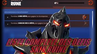 FORTNITE  LISTE COMPLETE DES défis du skin dExpédition quotRuinequot [upl. by Annette]