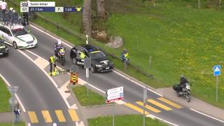 Jesper Hansen gets knocked off his bike by the medical car [upl. by Laurens]