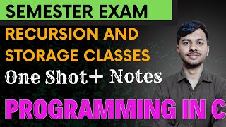 Recursion and Storage Classes Programming in C  One Shot 15forteen functions btech [upl. by Ricky]