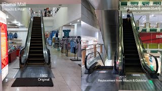 Hitachi and Pillar Escalators at Ramai Mall Yogyakarta [upl. by Ecraep]