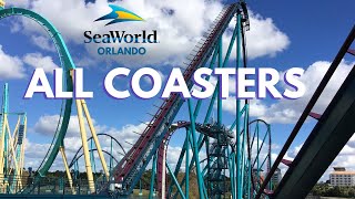 All Coasters at SeaWorld Orlando  On Ride POVs  Front Seat Media [upl. by Collyer]