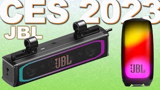 JBL AT CES 2023  PULSE 5 News New Soundbars Earbuds With A Screen In The Case [upl. by Fi]