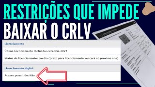 LICENCIAMENTO DIGITAL ACESSO PERMITIDO NÃO CRLV Não Liberado Para Emissão Porque [upl. by Mar]