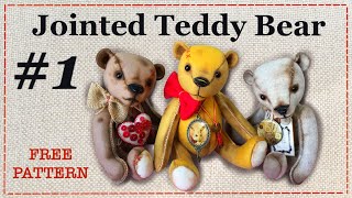 How to make a Jointed Teddy Bear 1  FREE PATTERN [upl. by Croom633]