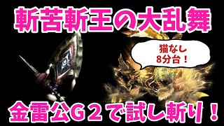 【MHXX】斬苦斬王の大乱舞試し切り！ブレイヴスタイルで研ぎ払いしつつ金雷公G２で試すぞ！今回は猫なしで挑む！8分台 [upl. by Lucky616]