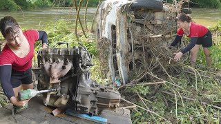 Restores A Severely Damaged Old KIA Car Swept Away By Flood Flooded Car Repair \ Blacksmith Girl [upl. by Ethelda]