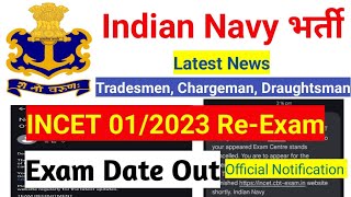 Indian Navy Civilian New Exam Date Out 2024  Indian Navy INCET 012023 Re Exam Date Released [upl. by Ahsetra725]