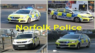 Norfolk Constabulary police vehicles responding in Norwich and Great Yarmouth [upl. by Nabala]