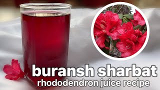 बुरांश का जूसशरबत कैसे बनायें  Summer Special  BURANSH Rhododendron Juice RecipeI Buransh sharbat [upl. by Lehacim377]