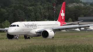 Helvetic Airways Embraer E190 E2 HBAZD landing at Bern Airport [upl. by Elfreda]