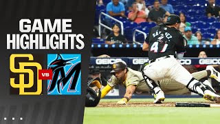 Padres vs Marlins Game Highlights 8924  MLB Highlights [upl. by Nonad16]