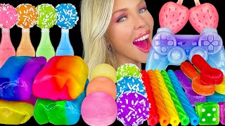 ASMR FRUIT ROLL UP BURRITO ICE CREAM STRAWBERRY POPSICLES KOHAKUTOU CANDY RAINBOW FOOD MUKBANG 먹방 [upl. by Katt]