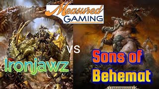 330 Ironjawz vs Sons of Behemat  2000 point Age of Sigmar Battle Report [upl. by Jolda347]