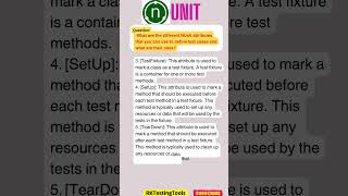 6 What are the different NUnit attributes that you can use to define test cases and what are their [upl. by Nytram]