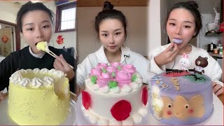 The most delicious Cream Cakes​  Yummy ASMR Chinese Mukbang Cake Eating  Cake Eating Challenge [upl. by Hnirt]