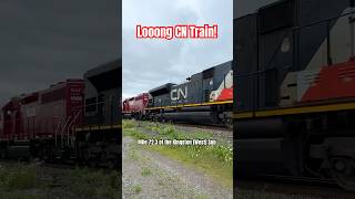 West of Cornwall ON Long CN mainline freight with leased power railways canadiannational trains [upl. by Atilehs328]