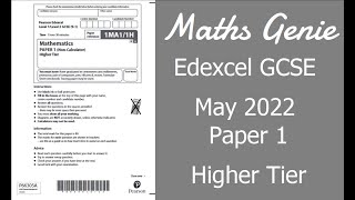 Edexcel GCSE Maths May June 2022 1H Exam Paper Walkthrough [upl. by Itsym898]