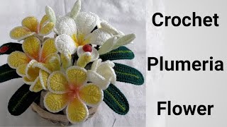 Crochet Plumeria Flower step by step  how to crochet Frangipani Flower  Plumeria Flower tutorial [upl. by Trenton665]