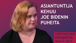 Politiikan asiantuntija viittaa Joe Bidenin taistelutahtoisiin ja koherentteihin puheisiin [upl. by Ertnod]