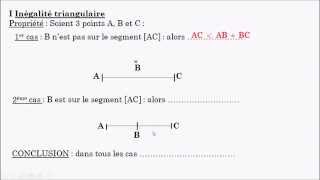 Niveau 5ème  T1  Inégalité triangulaire [upl. by Ynatsed]