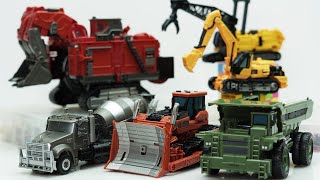 Transformers Construction Devastator Scavenger Mixmaster Scrapmetal amp LEGO Stop motion Robot Truck [upl. by Olyhs973]