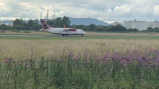 Loganair ATR 42 departs Belfast BHD 27072024 [upl. by Romina440]