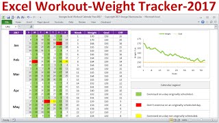 Excel Exercise Planner  Workout Calendar and Weight Tracker for Calendar Year 2017  Weight Loss [upl. by Lutero]