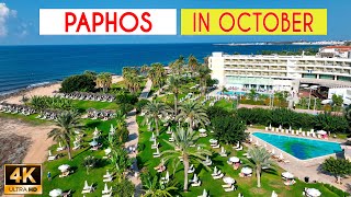 Paphos How Hotels and Beaches Look in October  Cyprus [upl. by Wilbert]