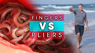 Beachworming PLIERS VS FINGERS  which is BETTER [upl. by Refynnej]