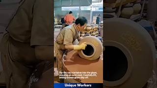 Manual glazing of clay containers  The workers do their job perfectly  machine shorts [upl. by Carrel165]