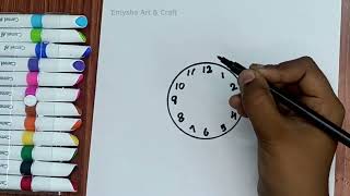 Clock drawing and coloring for Kids by EmyshaDrawing for Beginners kids kidspaintinghouse [upl. by Neemsay69]