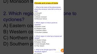 Climate and crops of india MCQ 💯shorts jkssb [upl. by Corin]