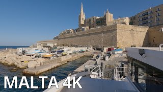 MALTA SLIEMAVALLETTA FERRY RIDE in Autumn  N022 4K [upl. by Biggs326]