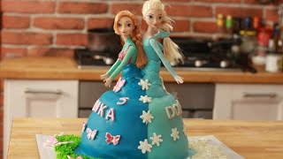 Tort z krainy lodu Frozen Anna Elsa Sister Cake Princess doll cake [upl. by Zebulon]