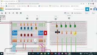 Demo 4bit Adder Subtractor using Full Adder IC with tinkercad [upl. by Ahtelra]