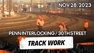 Track Work at PENN Interlocking  30th Street Keystone 644 POV  Nov 28 2023 [upl. by Heim]