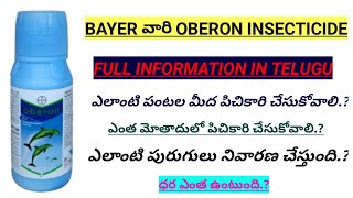 Bayer Oberon insecticide  spiromesifen 240sc  full details in Telugu  hmr TELUGU AGRICULTURE [upl. by Enak]