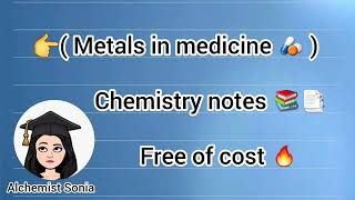 Bioinorganic chemistry notes  Msc chemistry 4th semester notes  Metals in medicine AlchemistSonia [upl. by Mattias]