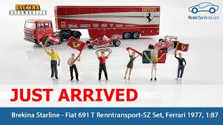 Brekina Starline  187 Just Arrived Fiat 691 T RenntransportSZ Set [upl. by Hanover]